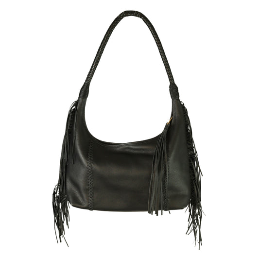 Fringe Leather Hobo Bag