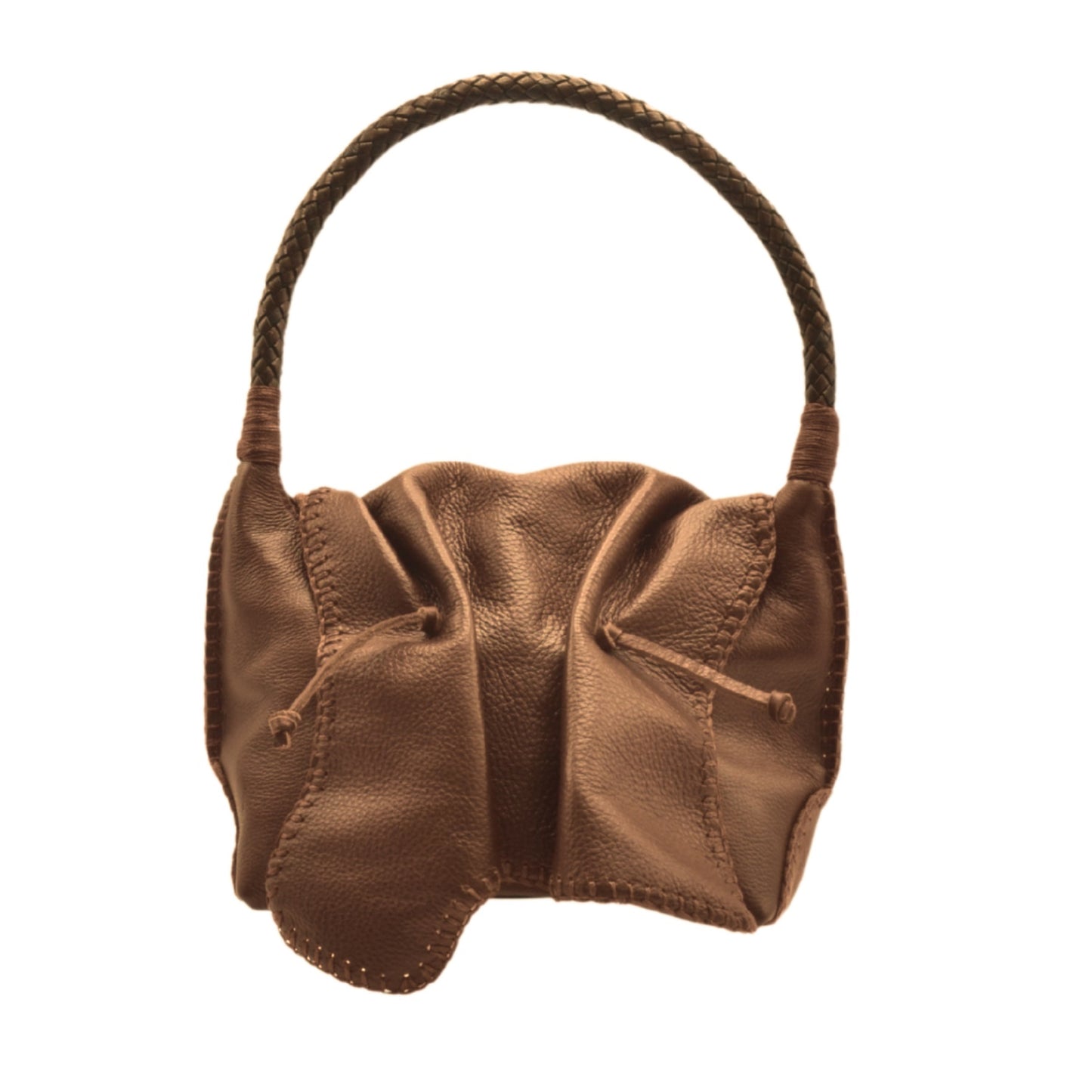 Close-up of the shoulder strap buckle featuring textured black leather and subtle stitching detail.